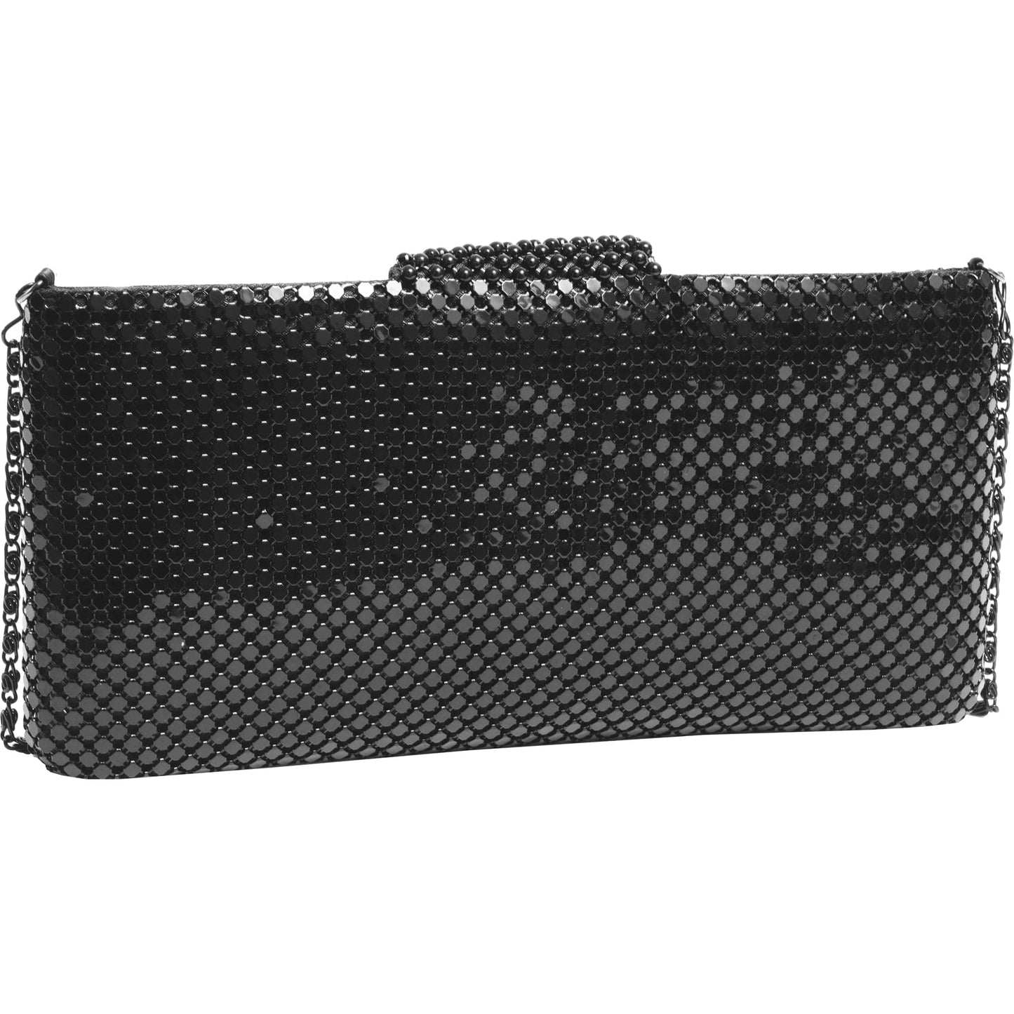Metal Mesh Flap Pearl Bag