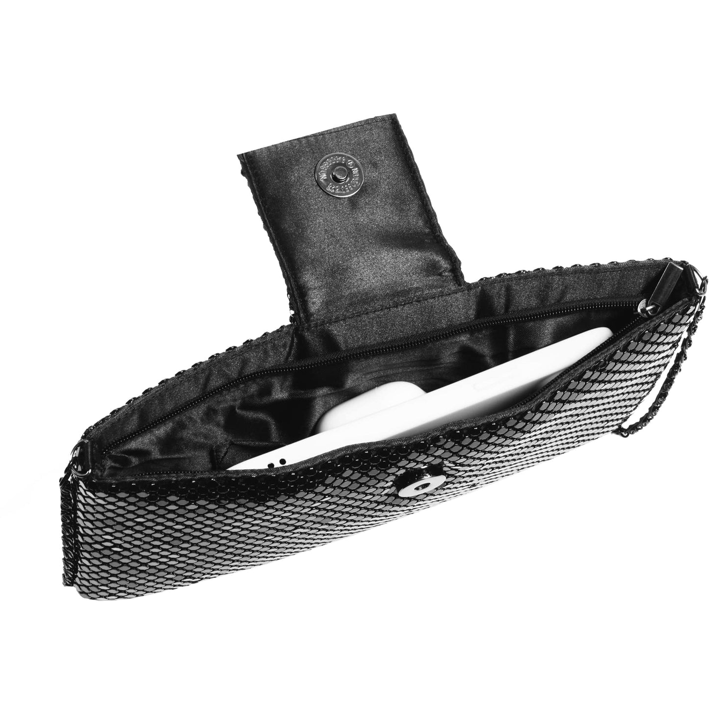 Metal Mesh Flap Pearl Bag