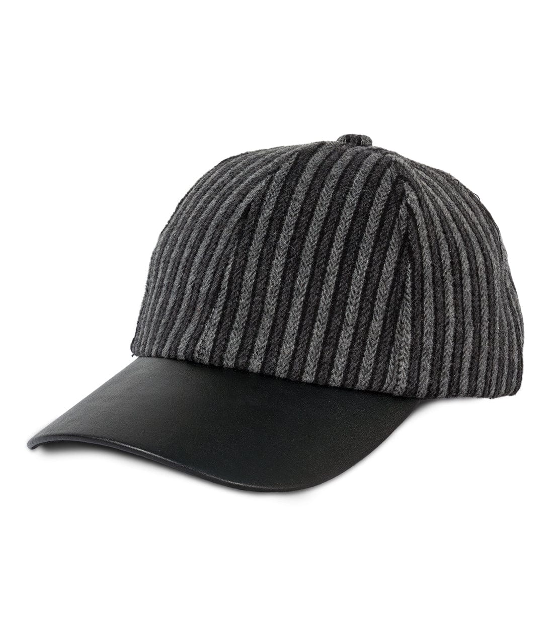 Magid Striped Felt Faux Leather Brim Baseball Cap