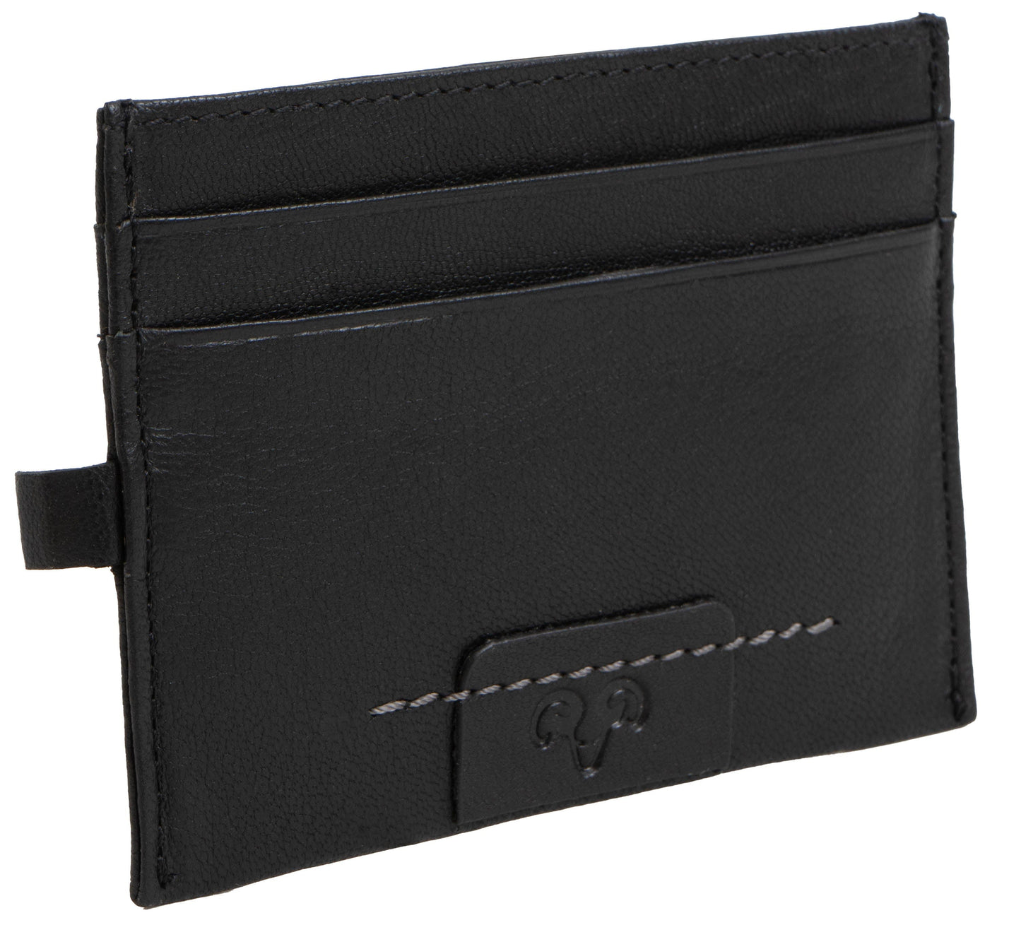 Jack Abrahams Goat Nappa Leather Card Case Minimalist Wallet Black