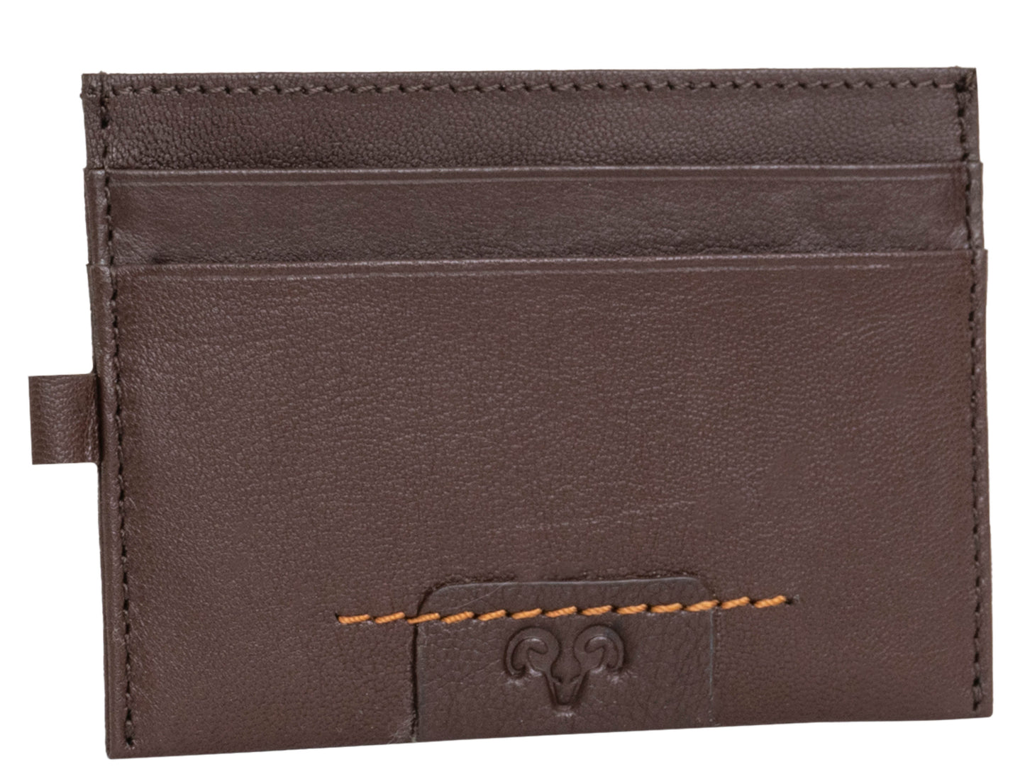 Jack Abrahams Goat Nappa Leather Card Case Minimalist Wallet Brown