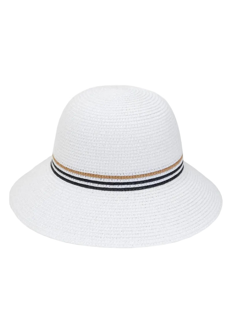 Max Studio Striped Straw Bucket Hat