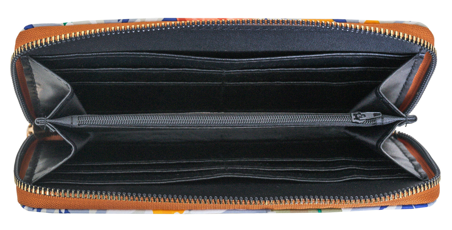 Rebecca & Rifka Floral Print Medallion Zip Wristlet Wallet