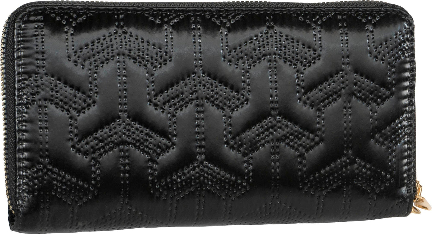 Rebecca & Rifka Patent Geometric Quilt Medallion Zip Wristlet Wallet