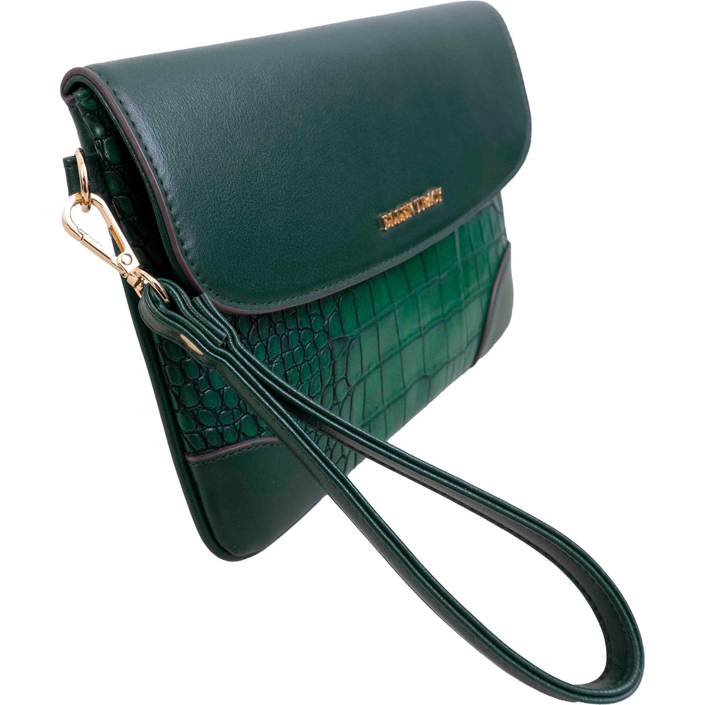 Ellen Tracy Croco Smooth Flap Wristlet