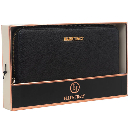 Ellen Tracy Pebble Grain Zip Around Boxed Giftable Wallet