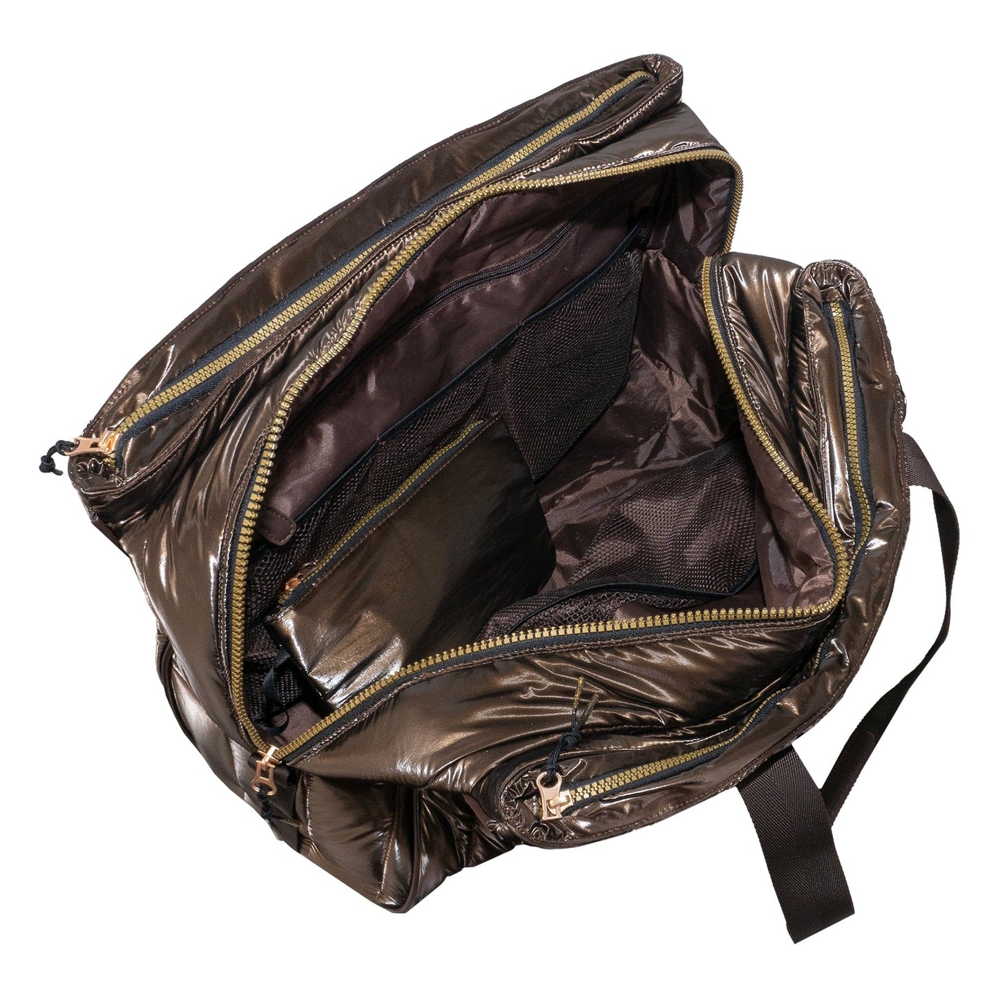 Joan & David Metallic Tubular Quilted Nylon Puffer Tote