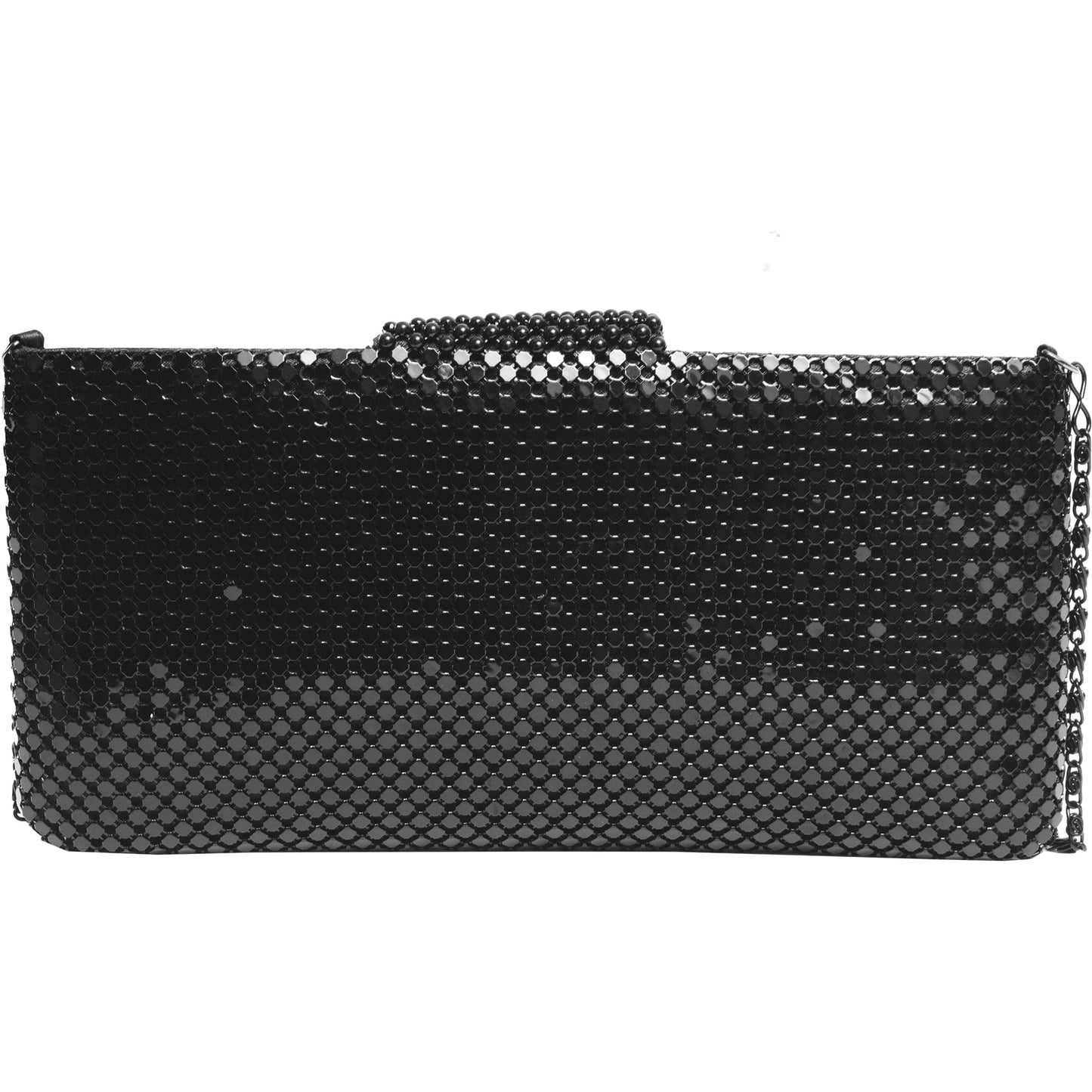 Metal Mesh Flap Pearl Bag