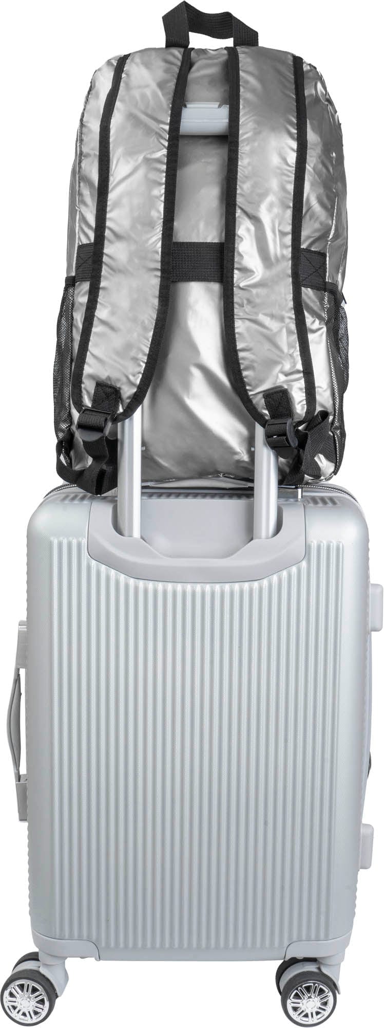 Boarding Pass Recycled Metallic Foldable & Packable Pouch Multi Compartment Backpack