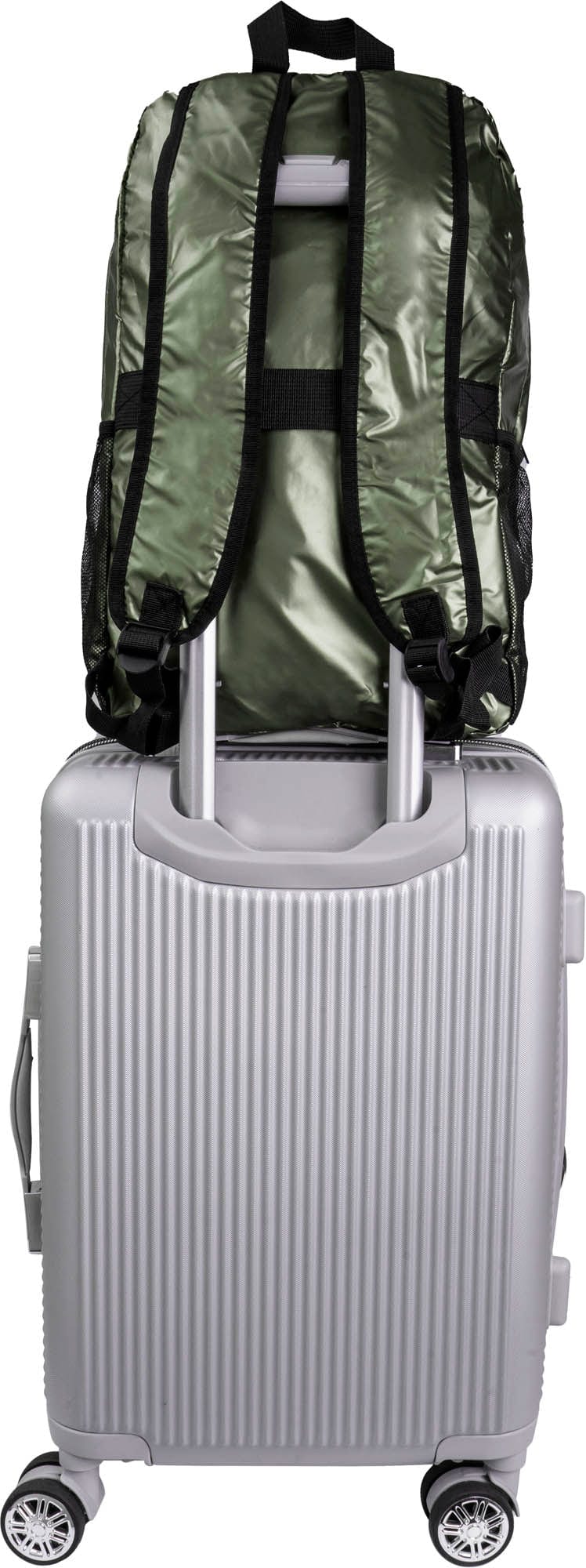 Boarding Pass Recycled Metallic Foldable & Packable Pouch Multi Compartment Backpack