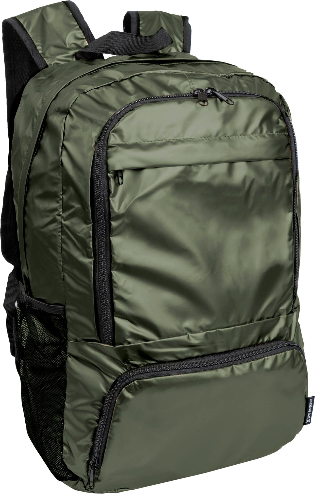 Boarding Pass Recycled Metallic Foldable & Packable Pouch Multi Compartment Backpack