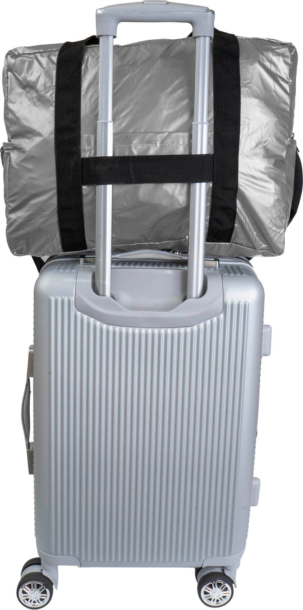 Boarding Pass Recycled Metallic Foldable & Packable Pouch Duffel Travel Bag