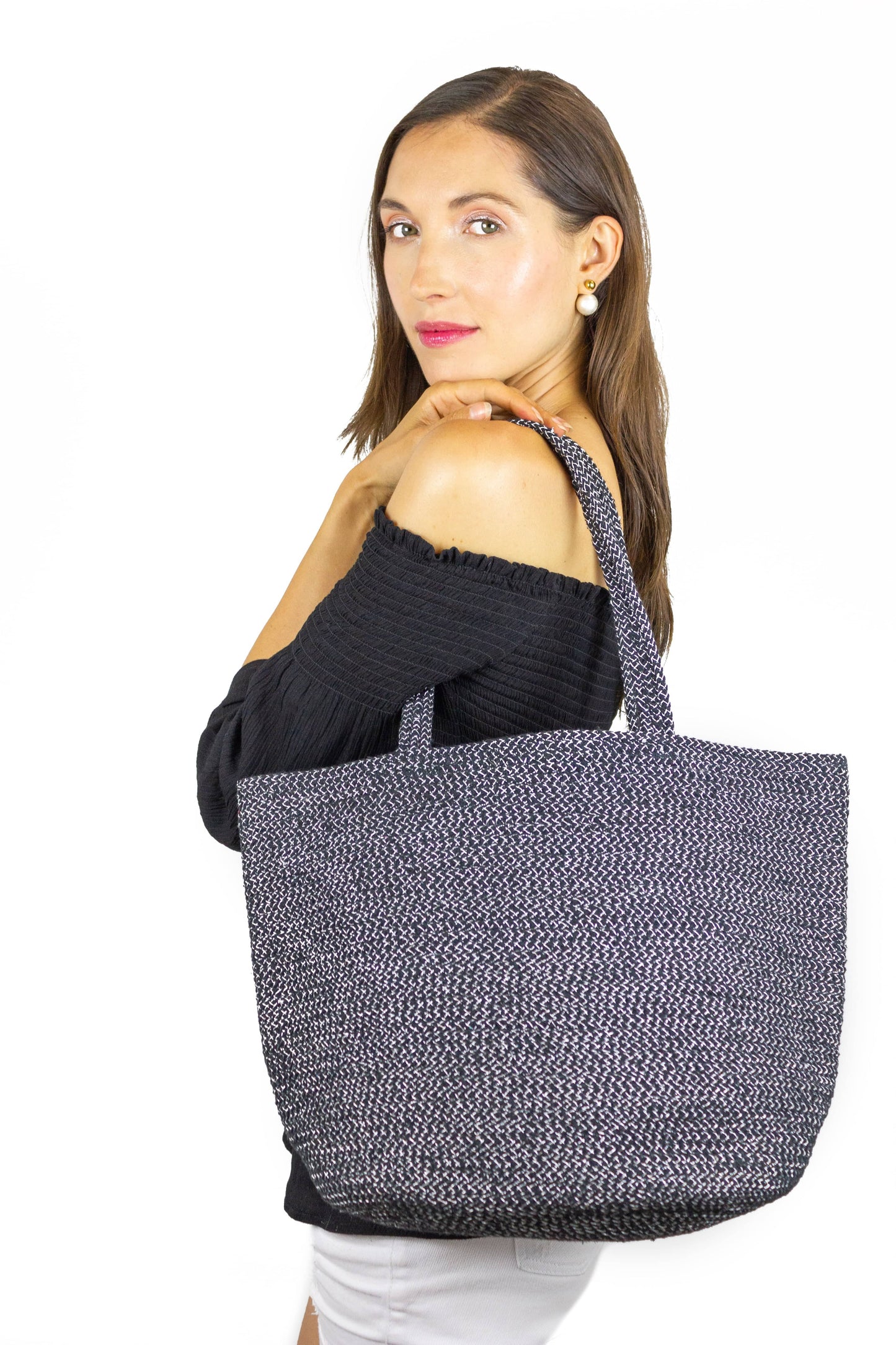 Cotton Woven Metallic Lurex Tote