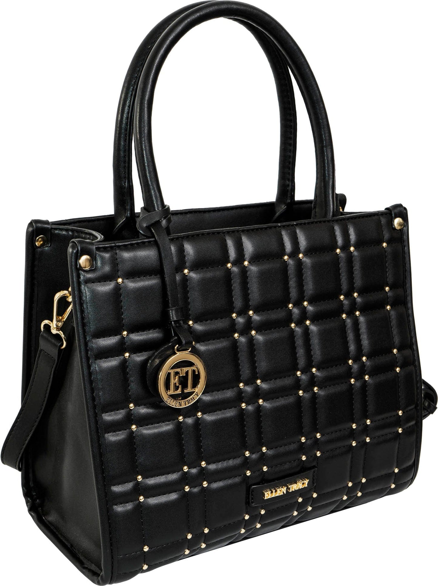 Ellen Tracy Studded Smooth Quilted Satchel