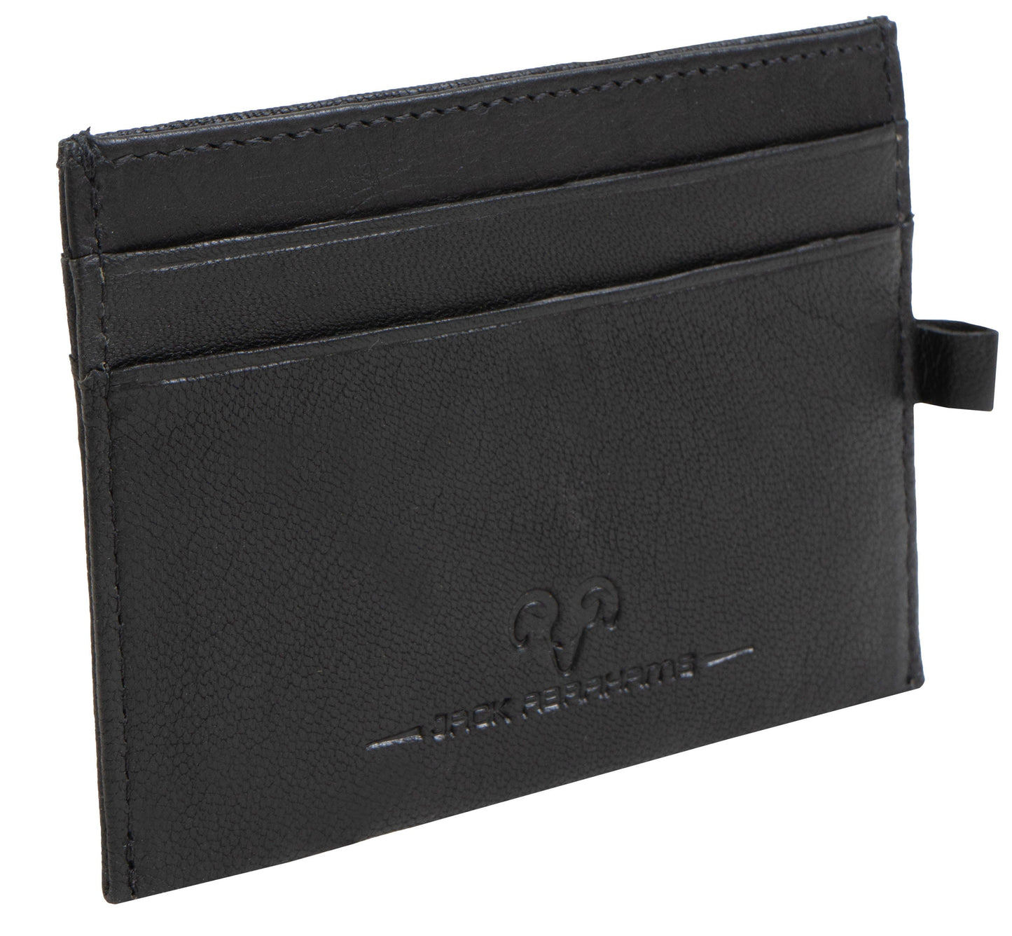 Jack Abrahams Goat Nappa Leather Card Case Minimalist Wallet Black