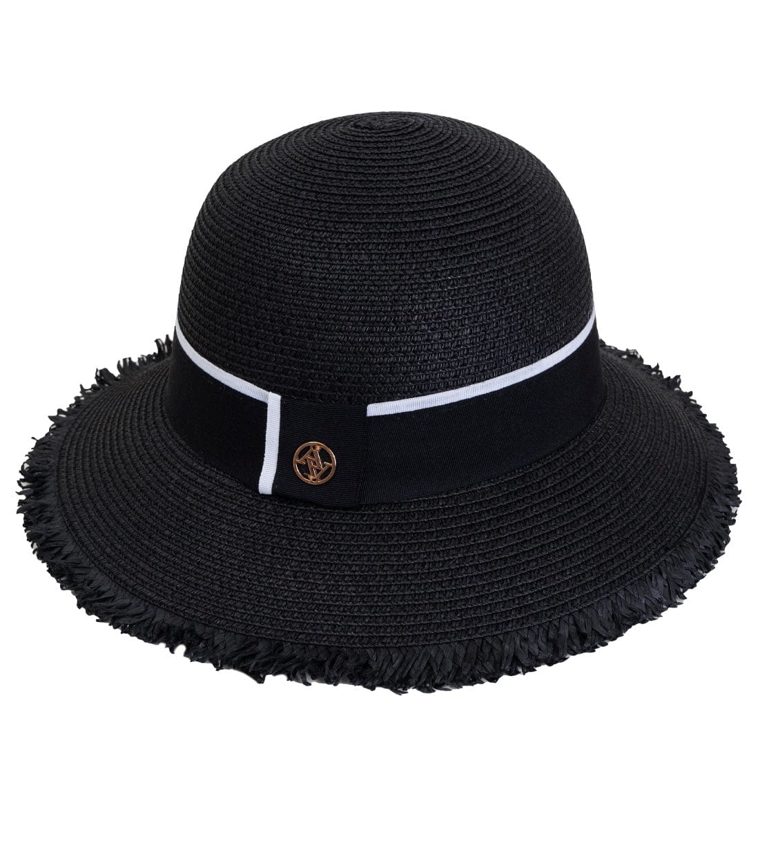 Adrienne Vittadini Frayed Brim Straw Bucket