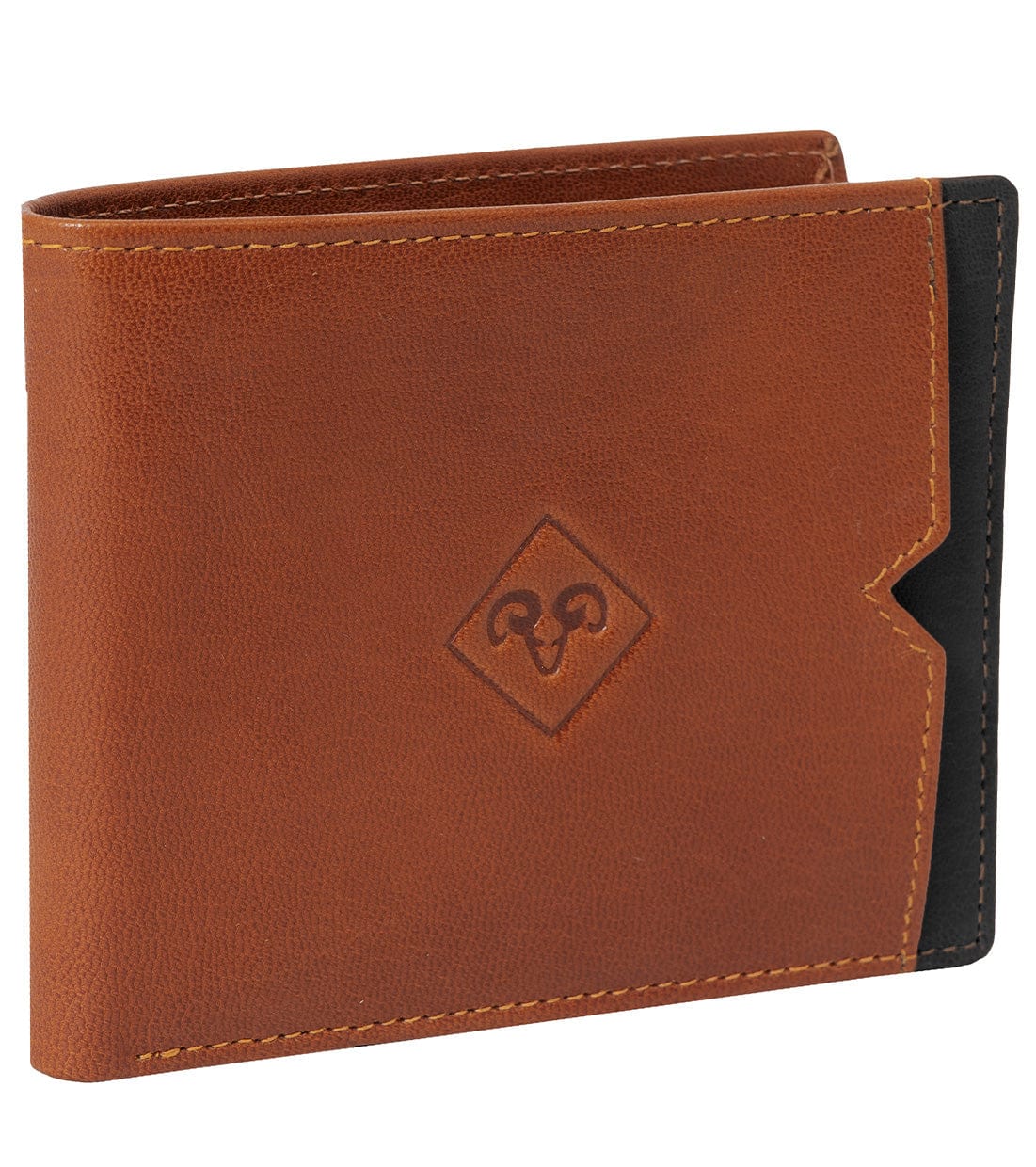 Jack Abrahams Goat Nappa Leather Bi-Fold Wallet Cognac/Black