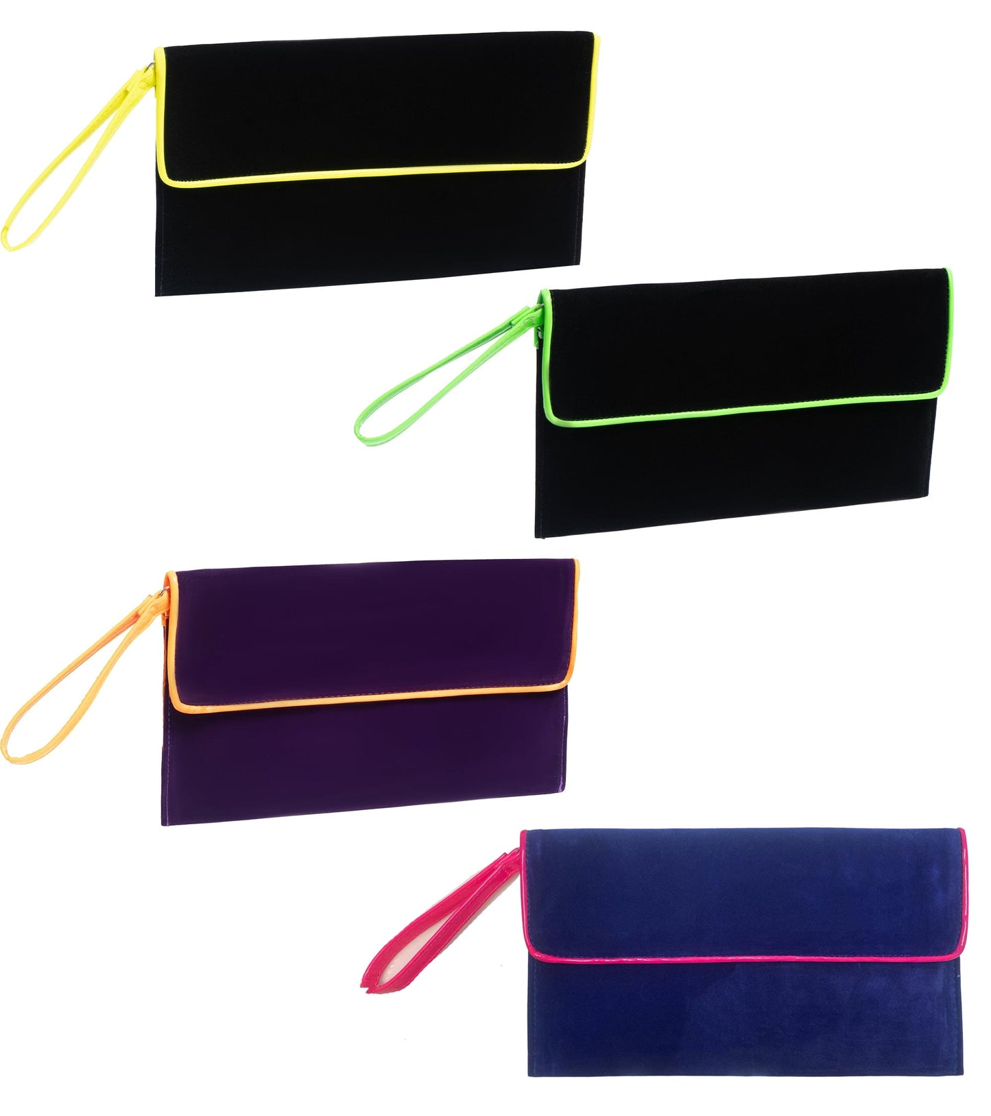 Giannini 4 Pack Velvet & Neon Large Clutch Wristlet Pouch
