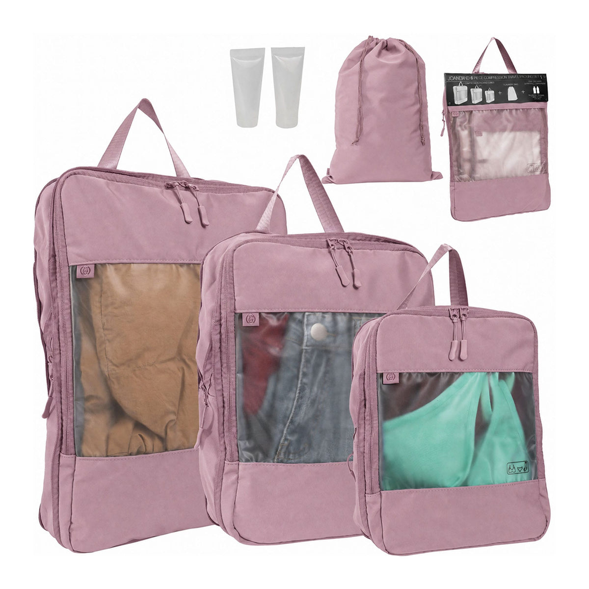 Joan & David 5 Piece Sport Nylon Compression Packing Cube Set