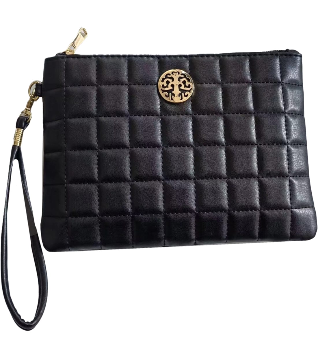 Rebecca & Rifka Smooth Boxed Quilt Medallion Zip Wristlet